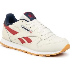 Buty Reebok - Classic Leather DV9550 Chalk/Power Red/Navy. Brązowe półbuty dziewczęce Reebok, na sznurówki. W wyprzedaży za 189,00 zł.