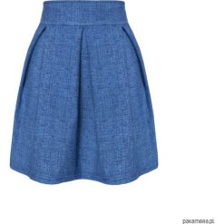 Spódnica rozkloszowana kontrafałdy a'la jeans. Spódniczki damskie Pakamera, bez wzorów, z jeansu, eleganckie, mini, rozkloszowane. Za 79,00 zł.