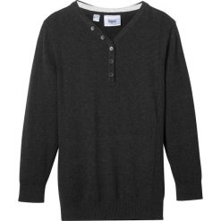Sweter w optyce 2 w 1 bonprix antracytowy melanż. Szare swetry chłopięce bonprix, bez wzorów, bez kołnierzyka. Za 49,99 zł.