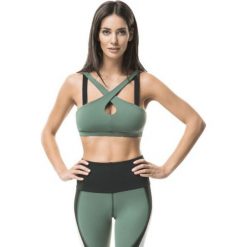 Topy sportowe damskie: Cardio Bunny 1E sienna DARK JUNGLE crop-top zielony r. M