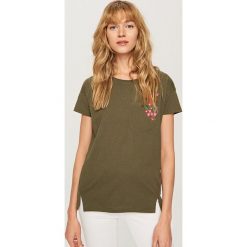 T-shirty damskie: T-shirt z ozdobną kieszonką – Khaki