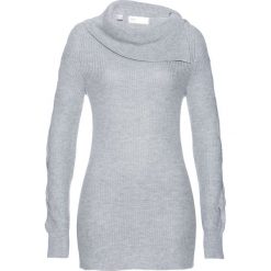 Sweter bonprix jasnoszary melanż. Szare swetry damskie bonprix, bez wzorów, bez rękawów, bez kaptura. Za 59,99 zł.