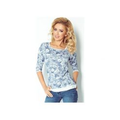Bluzy damskie: BLUZA W KWIATY BŁĘKITNA W RÓŻE
