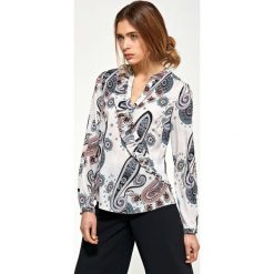 Bluzka z asymetrycznymi falbanami - wzór. Bluzki damskie NIFE, xl, bez wzorów, z poliesteru, eleganckie, z asymetrycznym kołnierzem, z długim rękawem. Za 139,00 zł.
