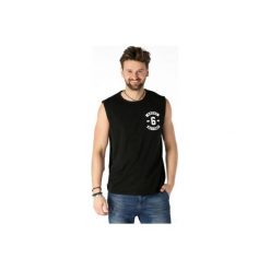 T-shirty męskie z nadrukiem: t-shirt bez rękawów męski z printem, z lamówkami