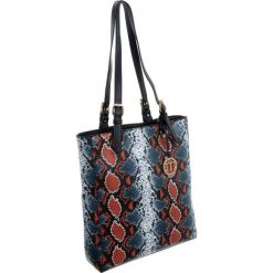 Torebka shopper bag wężowa Monnari 0520 - niebieski || multicolor. Niebieskie torby damskie na zakupy Monnari, bez wzorów, ze skóry ekologicznej, duże, bez dodatków. Za 189,00 zł.