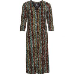 Długa sukienka bonprix czarny z nadrukiem. Czarne sukienki damskie bonprix, z nadrukiem, z dekoltem w serek, z długim rękawem, długie, maxi. Za 109,99 zł.
