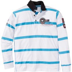 Koszulki polo: Shirt polo z długim rękawem Regular Fit bonprix biało-turkusowy w paski