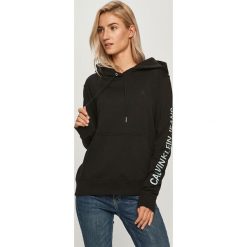 Calvin Klein Jeans - Bluza. Białe bluzy damskie Calvin Klein Jeans, s, z nadrukiem, z bawełny, bez rękawów, z kapturem. Za 449,90 zł.