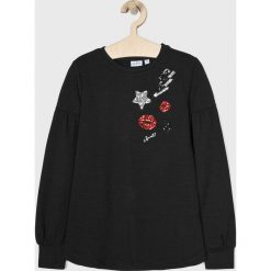 Blukids - Bluza dziecięca 140-170 cm. Czarne bluzy dziewczęce Blukids, z nadrukiem, z elastanu, bez rękawów, bez kaptura. W wyprzedaży za 39,90 zł.