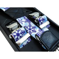 Świąteczne szelki - płatki śniegu SZ68. Niebieskie szelki męskie . Za 48,60 zł.