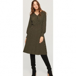 Sukienka w kropki - Khaki. Brązowe sukienki damskie marki Reserved, l, w kropki. Za 119,99 zł.