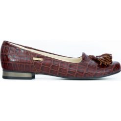 Baleriny z frędzlem - skóra naturalna - model 009 - kolor brązowo czarny krokodyl. Pomarańczowe baleriny damskie Zapato, bez wzorów, ze skóry, eleganckie, na niskim obcasie, na obcasie. W wyprzedaży za 179,40 zł.