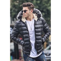 Kurtka męska DEXTER BLACK. Czarne płaszcze męskie Kurtka męska DEXTER BLACK, na zimę, s, bez wzorów, bez kaptura. W wyprzedaży za 179,00 zł.