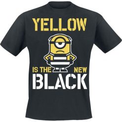 Minions Yellow Is The New Black T-Shirt czarny. Czarne t-shirty męskie marki Minions, s, z nadrukiem, z okrągłym kołnierzem. Za 12,90 zł.