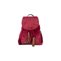 Welurowy plecak. Czerwone plecaki damskie Sacky.bag, z nadrukiem, ze skóry. Za 169,00 zł.