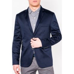 Marynarka męska elegancka M155 - granatowa. Niebieskie marynarki męskie Ombre Clothing, s, bez wzorów, z bawełny, eleganckie. Za 79,00 zł.