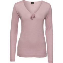 Swetry klasyczne damskie: Sweter bonprix dymny różowy