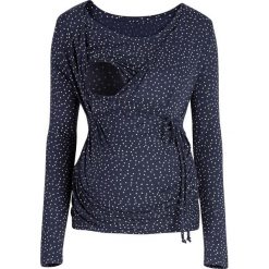 Shirt ciążowy i do karmienia, rękawy 3/4 bonprix ciemnoniebiesko-biały w kropki. Niebieskie bluzki damskie bonprix, bez wzorów, z dekoltem w serek, bez rękawów. Za 89,99 zł.