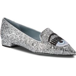 Lordsy CHIARA FERRAGNI - 18AI-CF2010 Silver. Szare lordsy damskie marki Chiara Ferragni, ze skóry, na obcasie. W wyprzedaży za 699,00 zł.