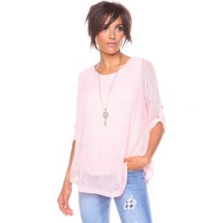 Sweter "Elite" w kolorze jasnoróżowym. Czerwone swetry klasyczne damskie marki Saint Germain Paris, s, z dzianiny, z asymetrycznym kołnierzem. W wyprzedaży za 105,95 zł.