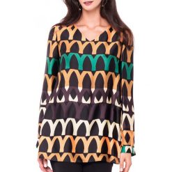 Bluzka z geometrycznym wzorem L'AF KENZO. Pomarańczowe bluzki damskie L’AF, do pracy, l, bez wzorów, z tkaniny, eleganckie, z klasycznym kołnierzykiem, z długim rękawem. W wyprzedaży za 223,00 zł.