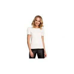 Bluzki Moe M072 Elegancka bluzka z bufkami i krótkim rękawem. Szare bluzki damskie wizytowe marki Moe, s, eleganckie, z krótkim rękawem. Za 79,00 zł.