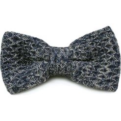 Ciemnogranatowa Mucha Męska - ALTIES - Melanż, Dziergana, Bez Poszetki MUALTS0353. Niebieskie muszki męskie Alties, na imprezę, w paski, dziergany, eleganckie. Za 39,00 zł.