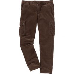 Spodnie sztruksowe bojówki Regular Fit bonprix brązowy. Pomarańczowe spodnie męskie marki bonprix, m, bez wzorów, ze sztruksu. Za 79,99 zł.