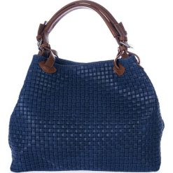 Torebki klasyczne damskie: Skórzana torebka w kolorze granatowym – 35 x 17 x 28 cm