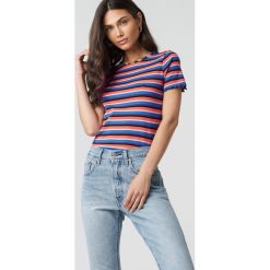 T-shirty damskie: NA-KD Trend T-shirt w paski - Blue,Multicolor