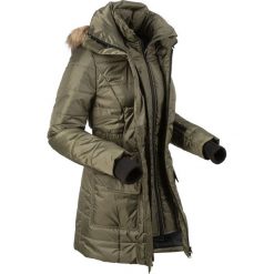 Kurtka outdoorowa 2 w 1, pikowana bonprix ciemnooliwkowy. Zielone kurtki damskie bonprix, s, bez wzorów, z futra. Za 269,99 zł.