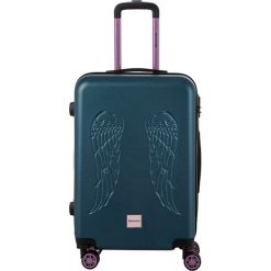 Walizka w kolorze ciemnozielonym - 71 l. Zielone walizki Murano, Berenice, bez wzorów, z materiału. W wyprzedaży za 219,95 zł.
