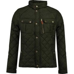 Kurtka przejściowa "Dathan" w kolorze khaki. Brązowe płaszcze męskie Geographical Norway Men, m, bez wzorów, ze skóry, bez kaptura. W wyprzedaży za 169,95 zł.