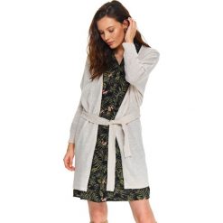 Kardigan długi rękaw damski bawełniany luźny, kimono. Brązowe swetry damskie Top Secret, bez wzorów, z bawełny. Za 119,99 zł.