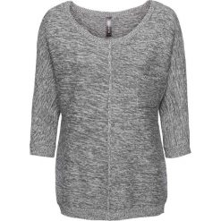 Sweter dzianinowy z rękawami "nietoperz" bonprix jasnoszary melanż. Szare swetry klasyczne damskie bonprix, z dzianiny. Za 79,99 zł.