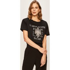 Silvian Heach - T-shirt. Czarne bluzki damskie Silvian Heach, s, z aplikacjami, z bawełny, z okrągłym kołnierzem. W wyprzedaży za 159,90 zł.