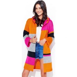 Numinou sweter damski NU_s33 uniwersalny, pomarańczowy. Pomarańczowe swetry damskie Numinou, s, w paski, eleganckie, z długim rękawem, długie, z kapturem. Za 219,00 zł.