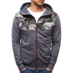 Bluzy męskie: Bluza męska rozpinana z kapturem antracytowa (bx3485)