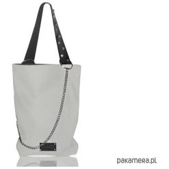 Shopper bag damskie: SHOPPER skóra naturalna KOLOR POPIELATY