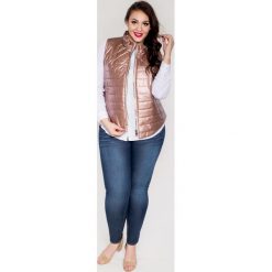 Różowa pikowana metaliczna kamizelka duże rozmiary XXL. Różowe kamizelki damskie Moda Size Plus Iwanek, na wiosnę, s, bez wzorów, z jeansu, eleganckie, z długim rękawem, długie, bez kaptura. Za 109,00 zł.