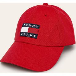Tommy Jeans - Czapka. Niebieskie czapki damskie Tommy Jeans, bez wzorów, z bawełny. Za 179,90 zł.
