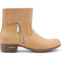 Botki - skóra naturalna - model 475 - kolor camelowy. Pomarańczowe botki damskie Zapato, ze skóry, bez obcasa, bez zapięcia. W wyprzedaży za 339,00 zł.