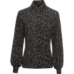 Bluzka w cętki leoparda bonprix oliwkowy w cętki leoparda. Zielone bluzki asymetryczne bonprix. Za 109,99 zł.