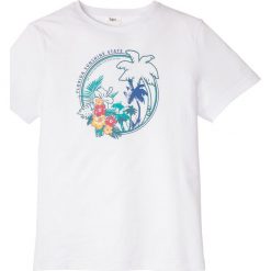 T-shirt z nadrukiem bonprix biały z nadrukiem. Białe koszulki męskie bonprix, na lato, xl, z nadrukiem, bez kołnierzyka, bez rękawów. Za 19,99 zł.