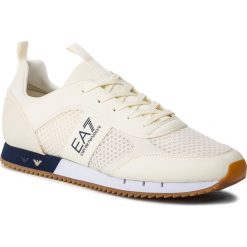 Sneakersy EA7 EMPORIO ARMANI - X8X027 XK050 00894 Off White. Brązowe półbuty damskie EA7 Emporio Armani, bez wzorów, ze skóry ekologicznej, bez obcasa, na płaskiej podeszwie, bez zapięcia. Za 899,00 zł.