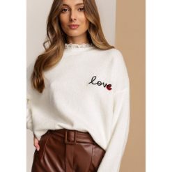 Biały Sweter Orvienne. Białe swetry damskie Renee, s, bez wzorów, casualowe, bez rękawów, bez kaptura. Za 139,99 zł.