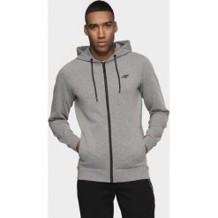 Bluza męska BLM303 - szary melanż. Szare bluzy męskie xl, bez wzorów, z dzianiny, z kapturem, bez rękawów, z kapturem. Za 139,99 zł.