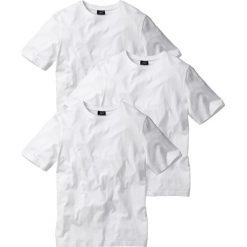 T-shirt (3 szt.) bonprix biały + biały + biały. Białe t-shirty męskie bonprix, s, bez wzorów, z okrągłym kołnierzem. Za 68,97 zł.