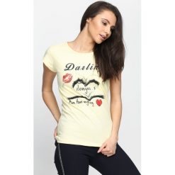 Żółty T-shirt From Love. Żółte t-shirty damskie marki Born2be, m. Za 9,99 zł.